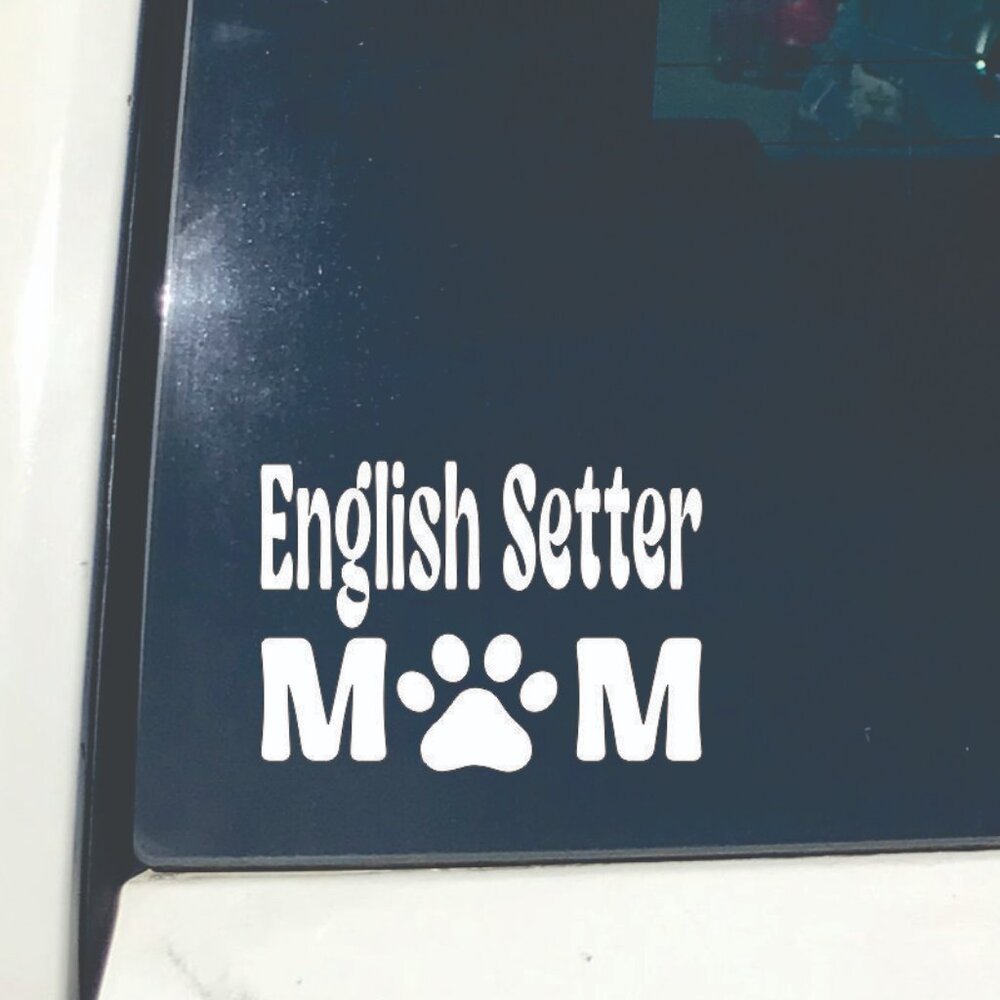 White English Setter Dog Mom Vinyl Window Decal